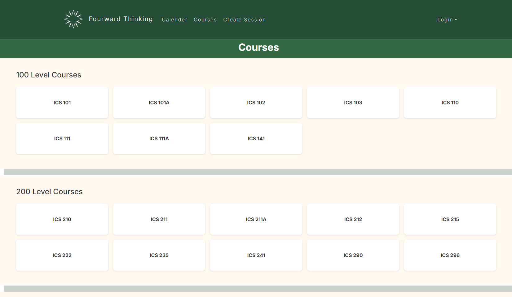 Courses Page